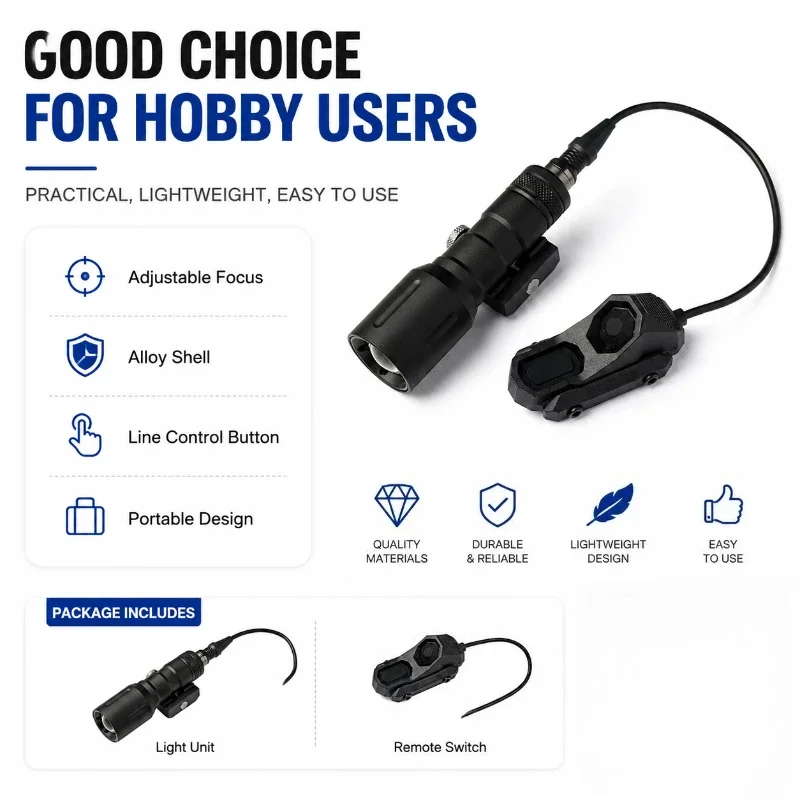 AX Remote Pressure Switch LED Alloy Flashlight Portable Hobby Model Illumination Component