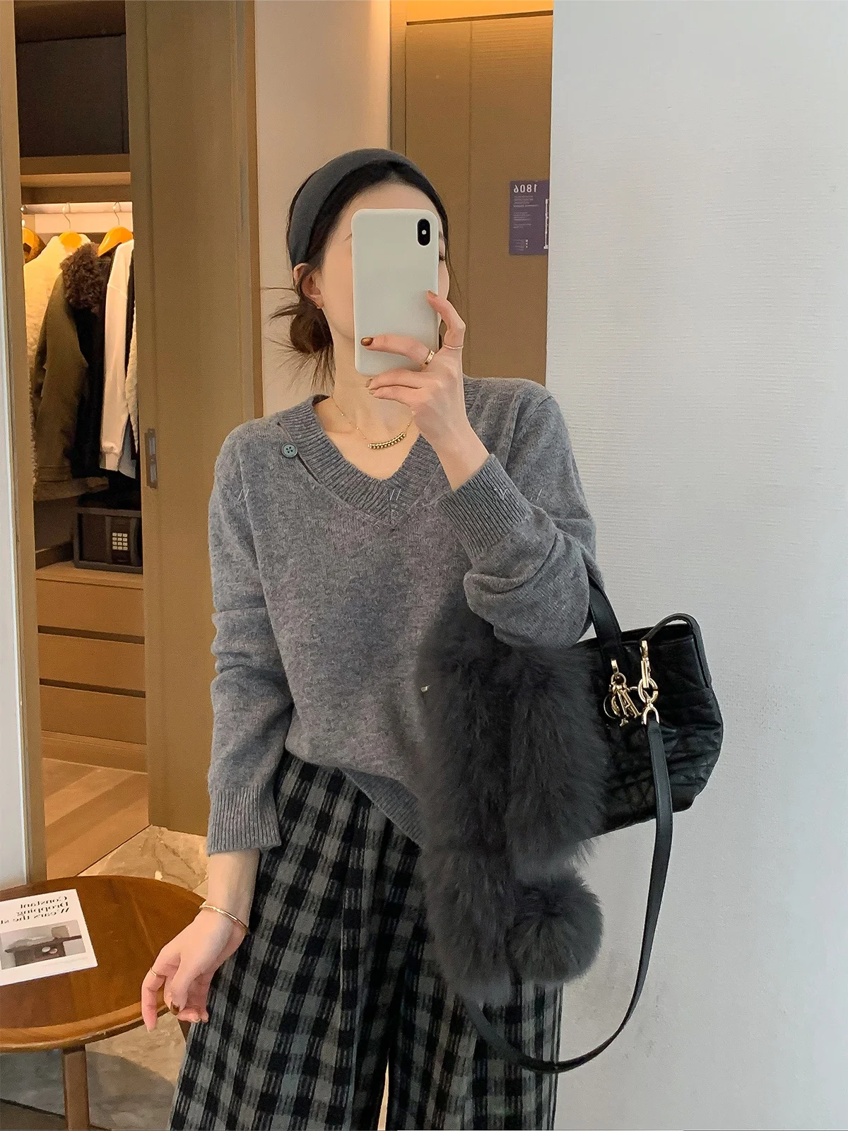 

Женский зимний вязаный свитер Love Devil Fi ey Floed V-ne Hollow out из шерсти, базовый слой, корейский стиль