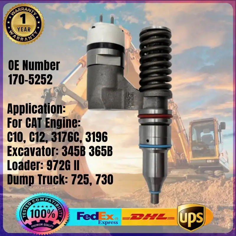 

Топливная форсунка Common Rail 170-5252 (1705252) для двигателей Caterpillar CAT C10, C12, экскаваторов 345B, 365B, самосвалов 725, 730