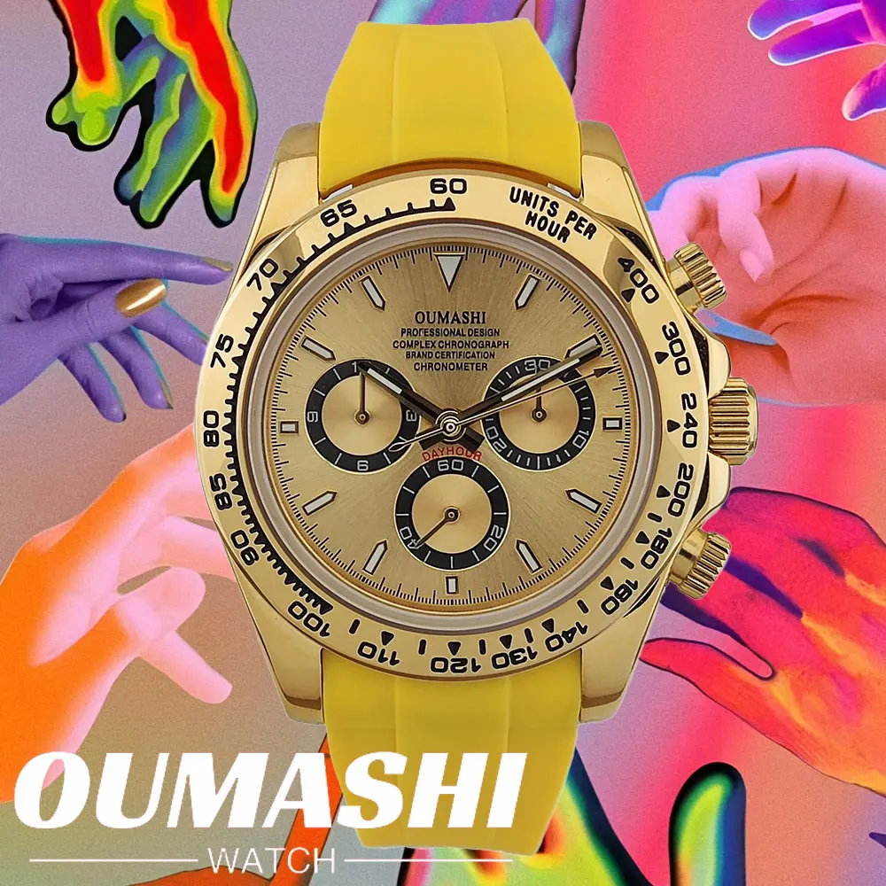 Luxury men's watches gold Chronograph Racing customized Men Automatic Mechanical Watch Waterproof 10ATM Sapphire 4613 Movement