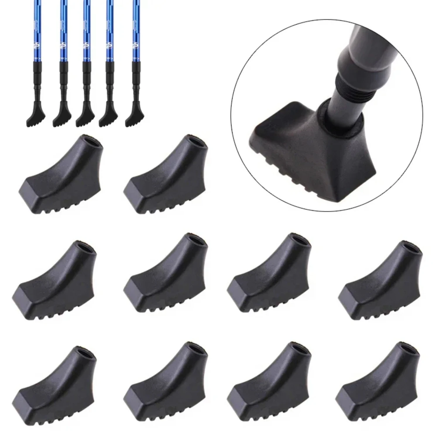 5/10pcs Nordic Walking Pole Trekking Pole Tip Protectors Rubber Pads Buffer Replacement Tips End  Hiking Stick Outdoor Tools