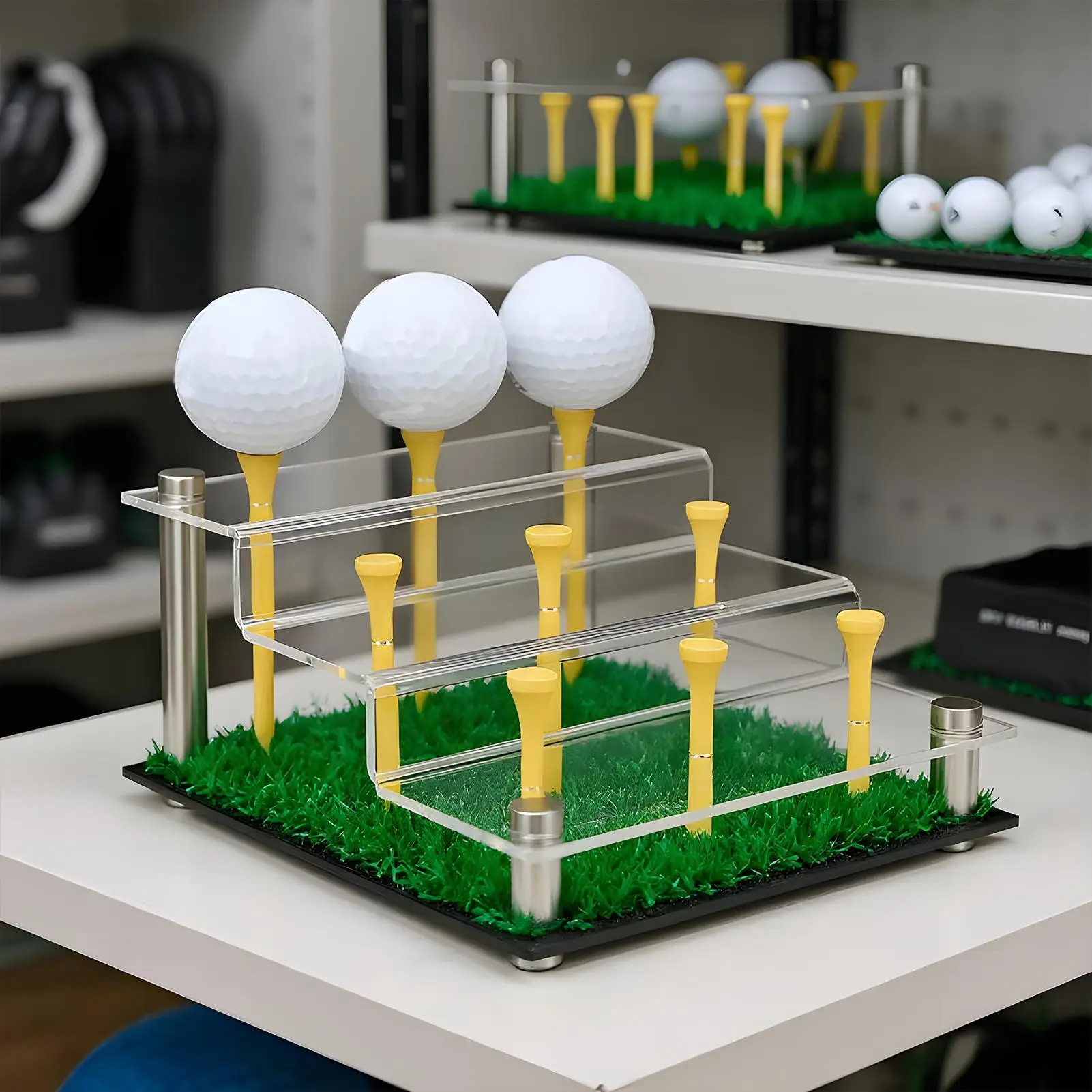 حامل كرة الجولف عرض مجموعة كرات الجولف تخزين المعدات الرياضية لخزانة وضع الكرة اللينة والتنس لاكروس