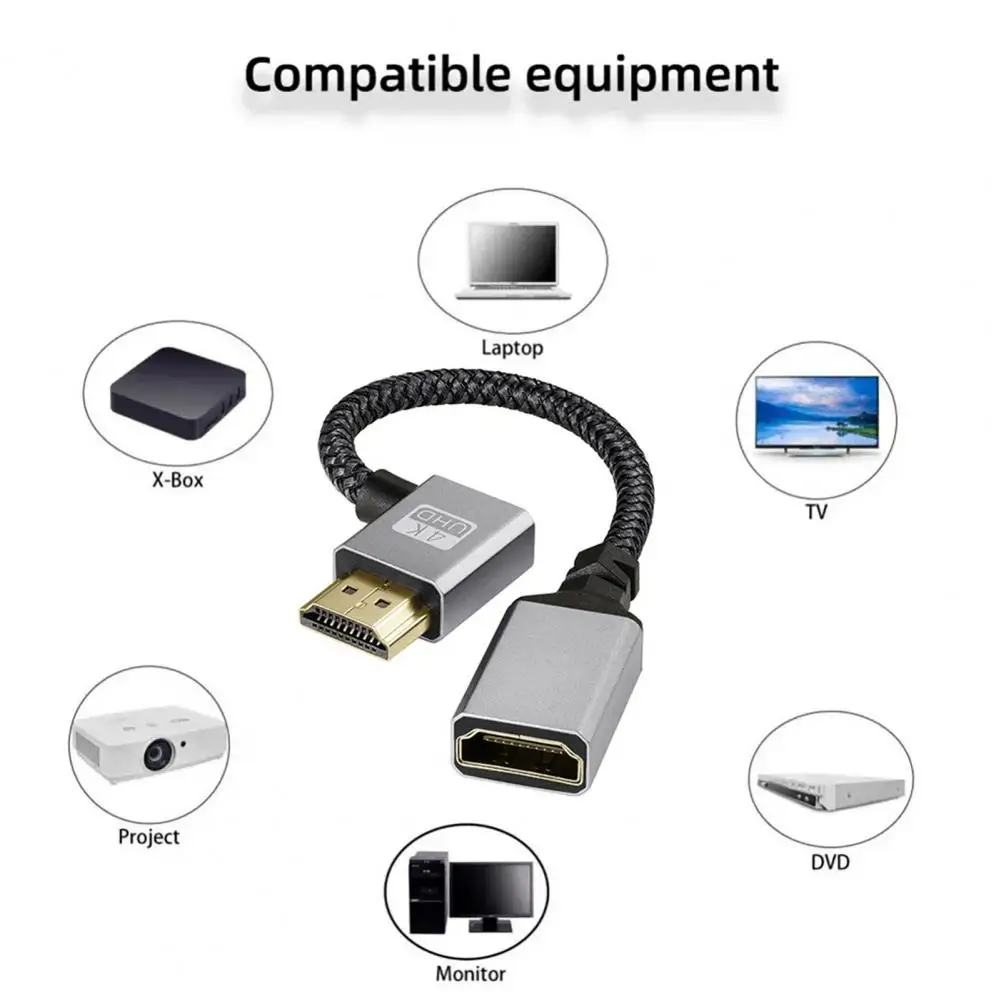 Blu-ray Player -compatible Cable -compatible Extension Cable 4k Male to Female Adapter Cable Metal -compatible Extension Cord