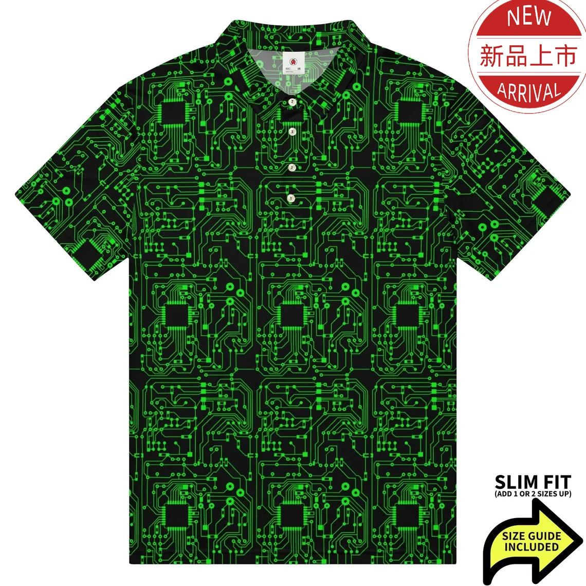 Men's Casual Short Sleeve Polo Shirt 3D Cpu Circuit Board Print POLO Tee Sporty Style Trend Quick Dry Polyester Shirt For Summer
