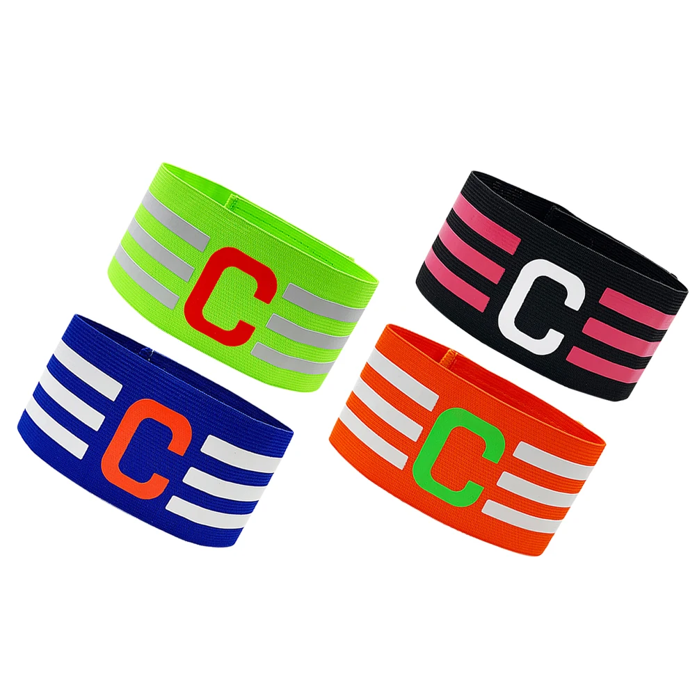 

4pcs Sports Armband Captain Arm Bands for Kids Soccer Team Football Rugby Basketball Adjustable Bright Colors Durable Material