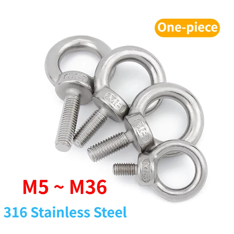 M5 M6 M8 M10 M12 M14 M16 M18 M20 M24 M30 M36 316 Stainless Steel Lifting Eye Screw Ring Eyebolt Ring Hooking Nut Screws
