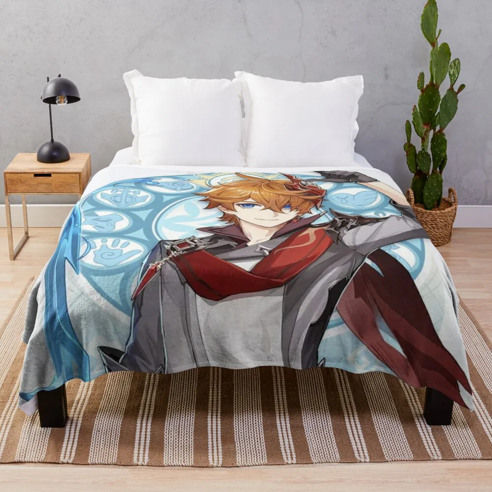 

Childe Tartaglia Genshin Impact Throw Blanket Flannels Blanket cosplay anime Bed covers Decorative Sofa Blankets