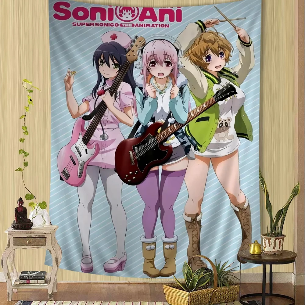 جديد سوبر سونيكو الهبي الجدار الشنق المفروشات غرفة المعيشة ديكور المنزل النوم Kawaii غرفة ديكور نسيج ديكور خلفية القماش #3