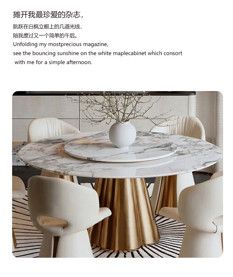 Modern light luxury hall marble round table chair combination hotel homestay model room dining chair sales office living room