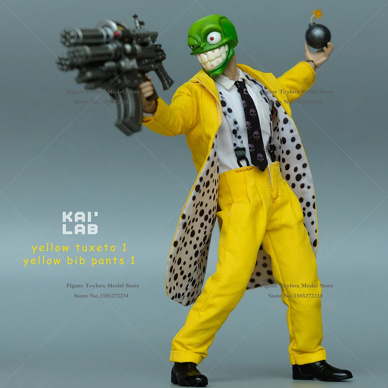 KAI LAB الأصلي 1/12 قناع الرجل الشكل الأصفر سهرة مريلة السراويل ملابس صغيرة مجموعة ملحق ل 6 "ميزو جيم كاري الجندي