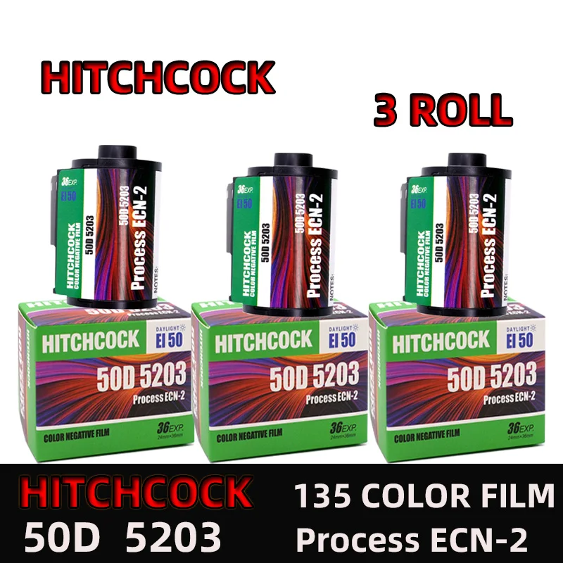 1/3 Rolls HITCHCOCK 5219（500T)  5203(50D) 5207(250D)  Negative 135 Film 36 Sheets ECN-2 Kodak 135 Film For Kodak Film Cameras