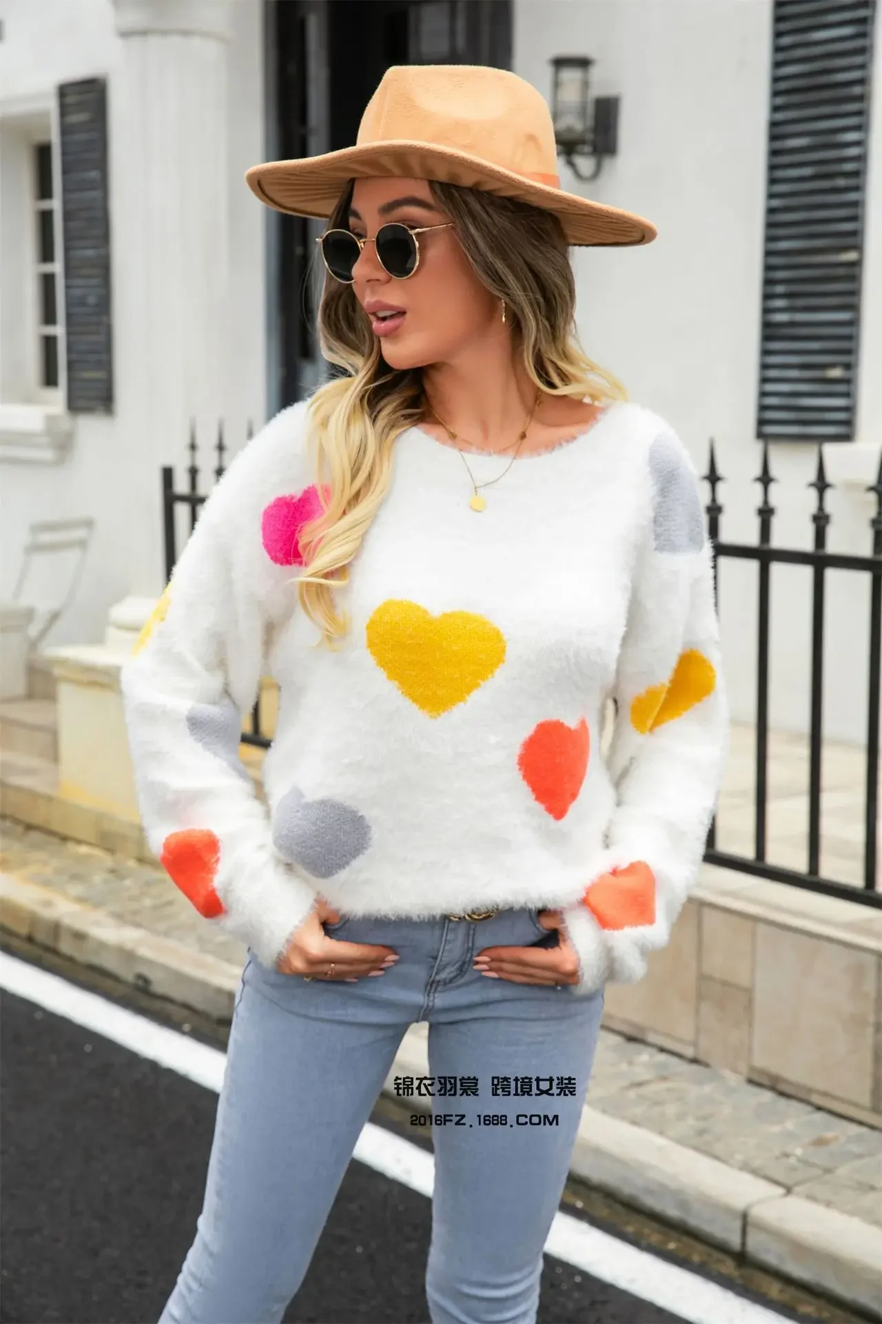 O-neck Crochet Kintted Sweater Women Heart Fur Jumper Y2k Top E-girl Pullover Spring Autumn Winter Sueter Work Tops Jumpers