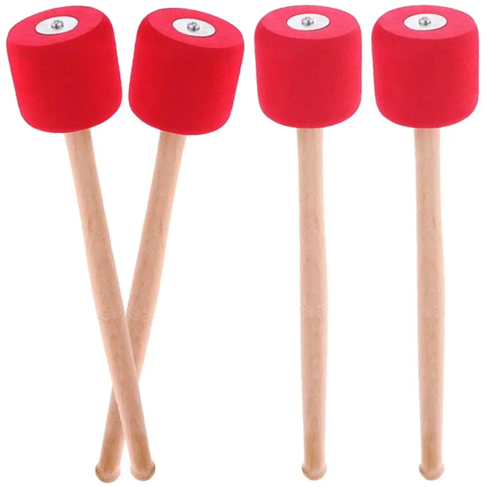 

2 Pairs Bass Drum Mallets EVA Foam Wood Handle Drumsticks Percussion Accessories Musical Instrument Tools Drumming Set