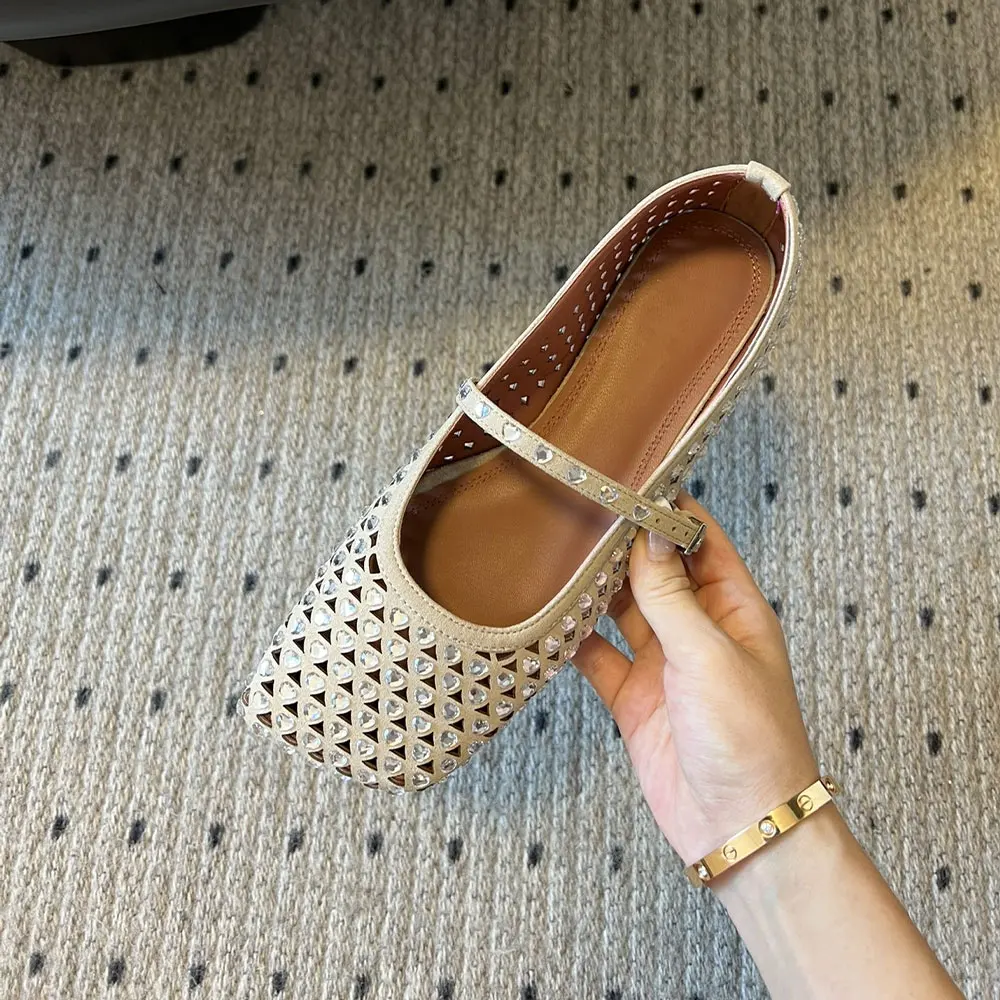 2024 New Design Resale reliable supplier Muaddi Women's Shoes Lady Heart-Shaped Diamond Flat