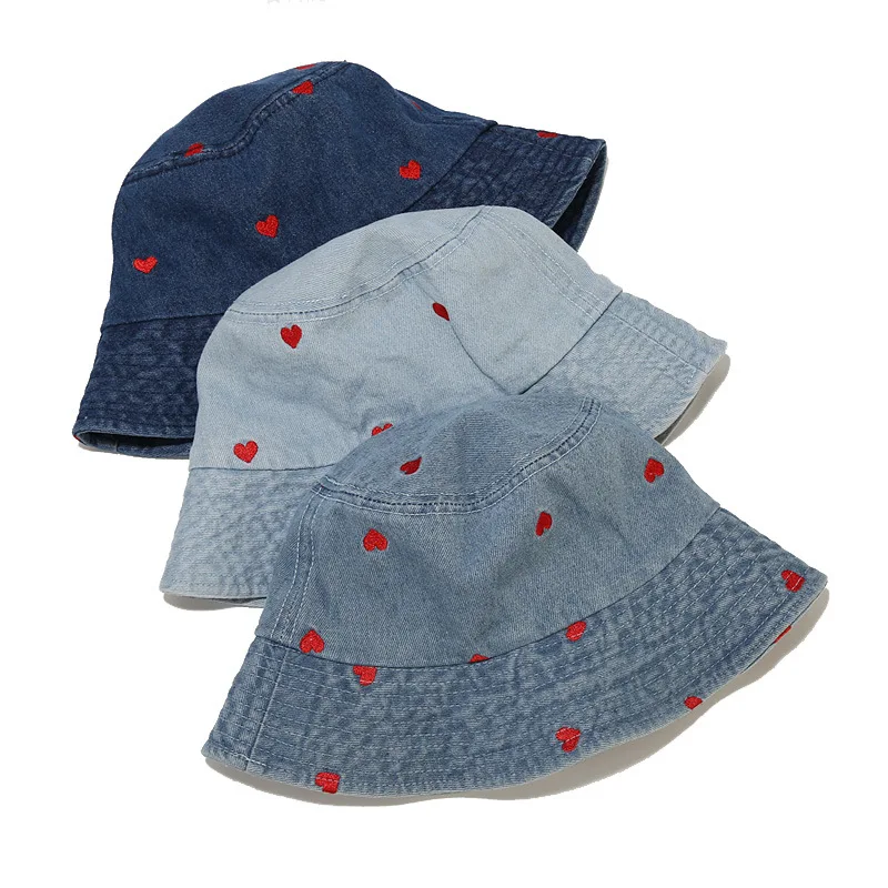 Fashion Women Men Washed Denim Solid Vintag Bucket Hats Lady Male Spring Summer Autumn Panama Fisherman Cap Hat For Women Men