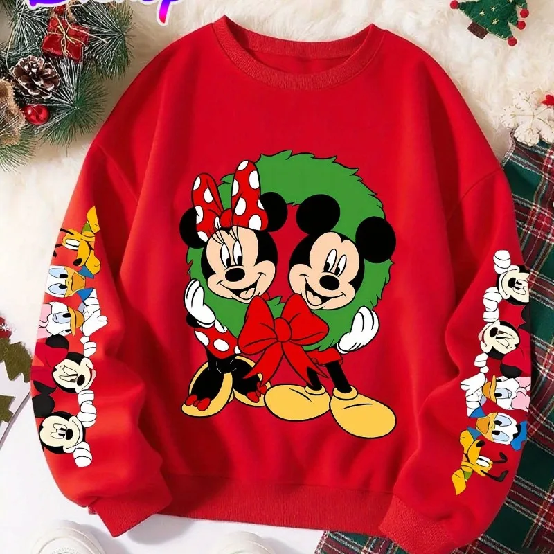 Disney Y2k Style Christmas Mickey Cartoon Women's Hoodie Autumn and Winter New Men's and Women's Casual Fashion Street Wear