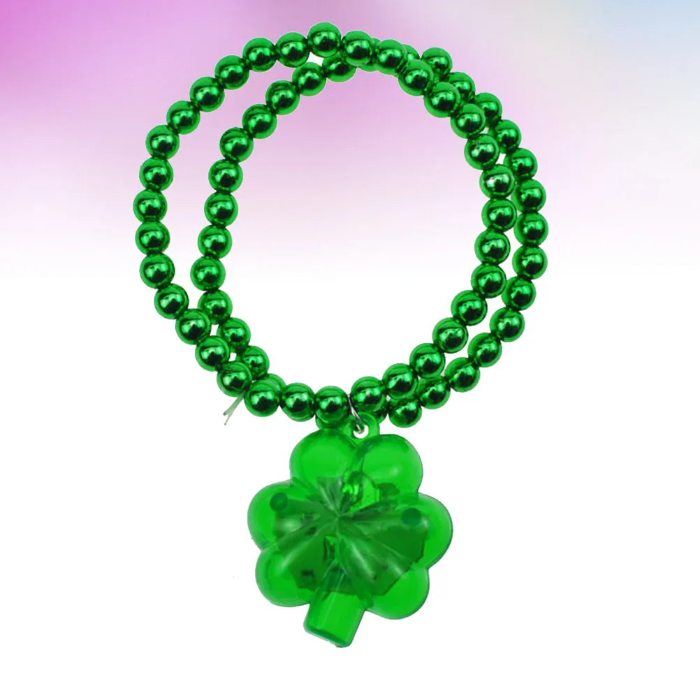 

Beads Clover Bracelet Luminous Shine Patrick Day Glowing Green Wristbands Straps