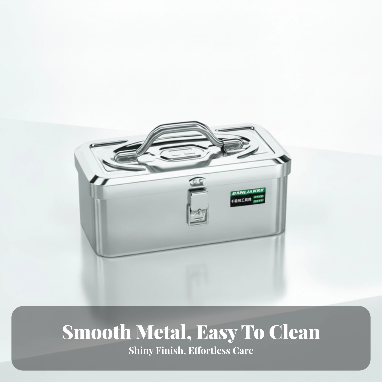Steel Toolbox Reinforced Steel Tool Box Metal Toolbox Carrying Handle Portable Tool Box Smooth Silver Finish