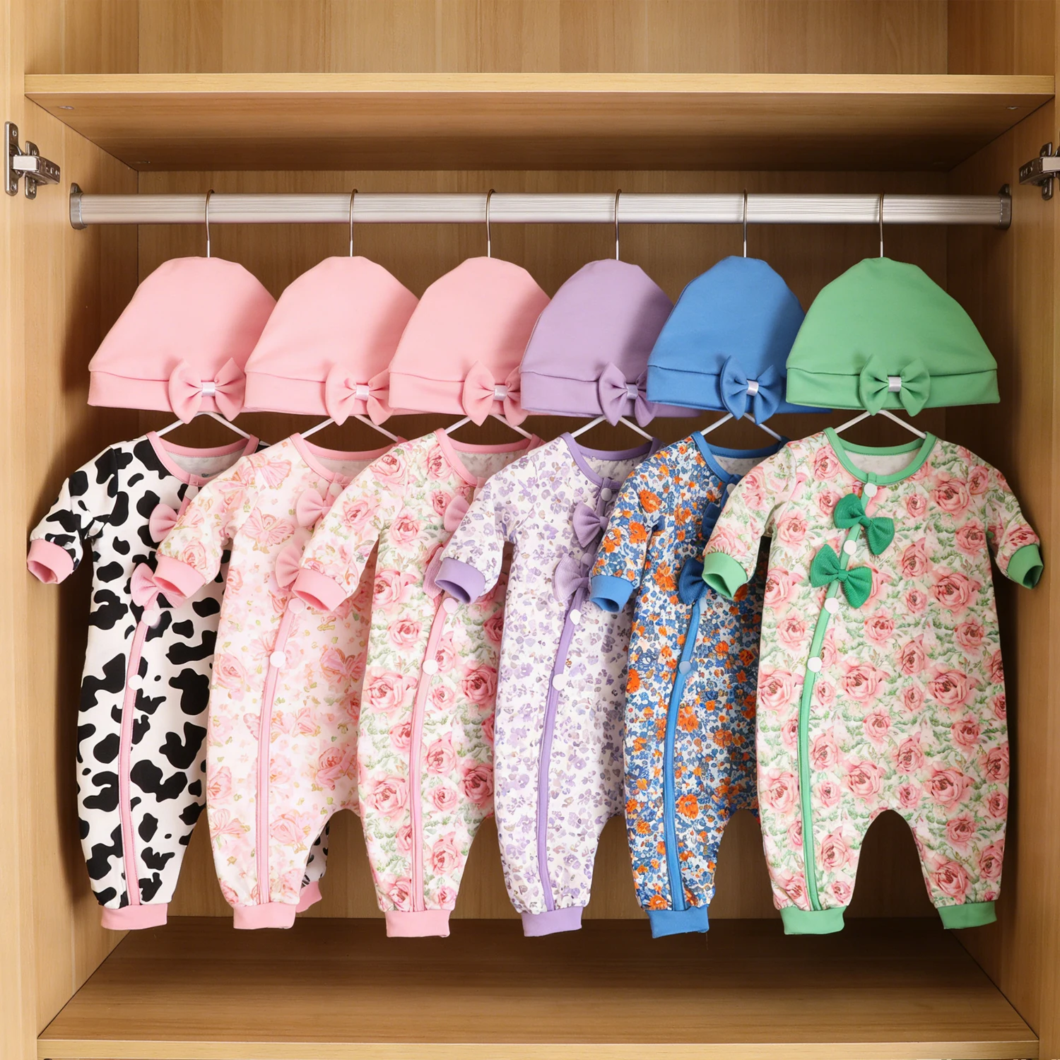 Ubranka dla lalek Reborn dziewczynki 17-18 cali, kombinezon, uroczy strój z motywem kwiatów, motyla i krowy mlecznej dla lalek Reborn dziewczynki 43-46 cm, zabawka.