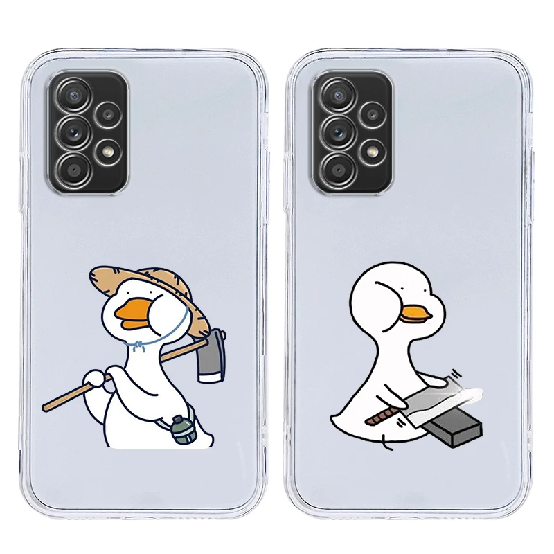 Funny Cute DJ Duck Couple Phone Case for Samsung A17 A13 A15 A25 A35 A37 A57 A51 A55 A71 A41 A23 A53 A73 5G A05s A07 4G Cover
