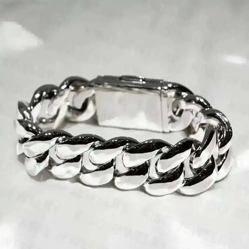 

Браслет в стиле хип-хоп с кубинскими звеньями Майами, браслет с индивидуальной застежкой, стерлинговое серебро 925, браслеты с кубинскими звеньями Майами, мужские браслеты