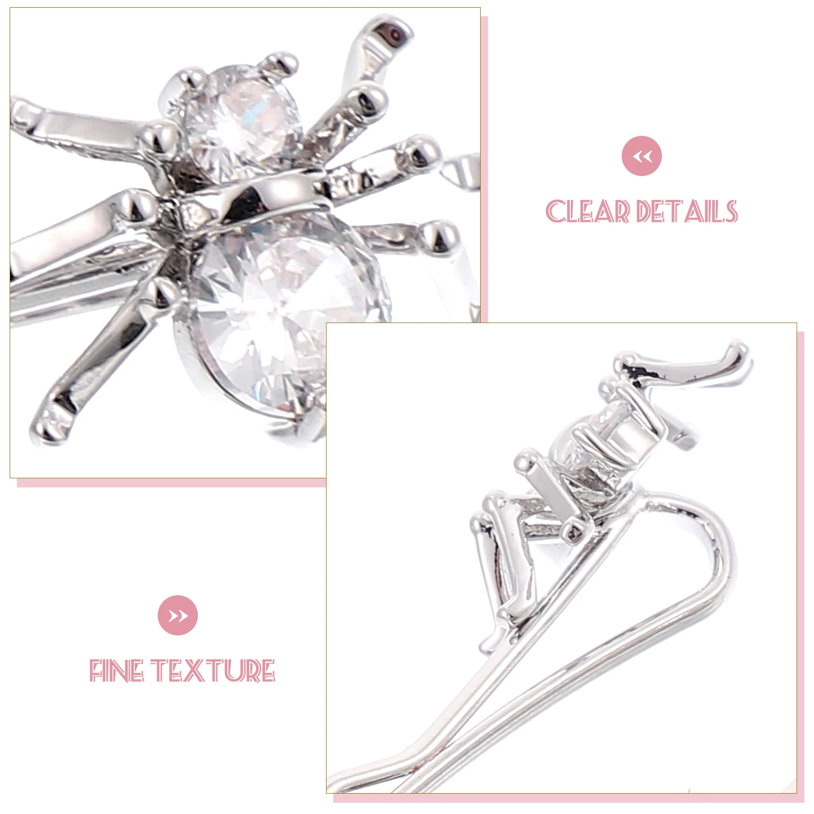 

1Pair Sparkling Zircon Spider Hairpins Minimalist Elegant Design Hair Clips for Women Girls Party Wedding Daily Use White Golden
