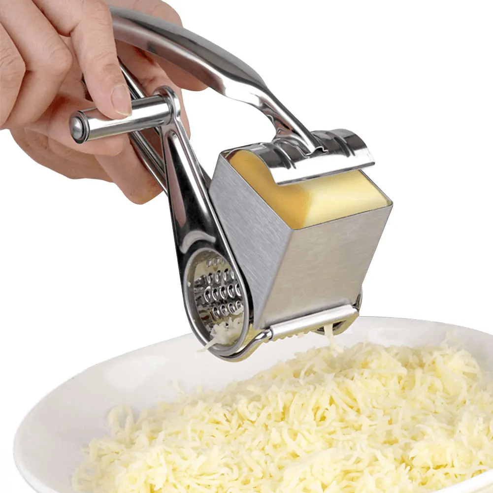 

4 In 1 Cheese Shredder Ultra Sharp Rotary Cheese Grater Garlic Ginger Shredder Manual Stainless Steel for Parmesan Cheese Garlic