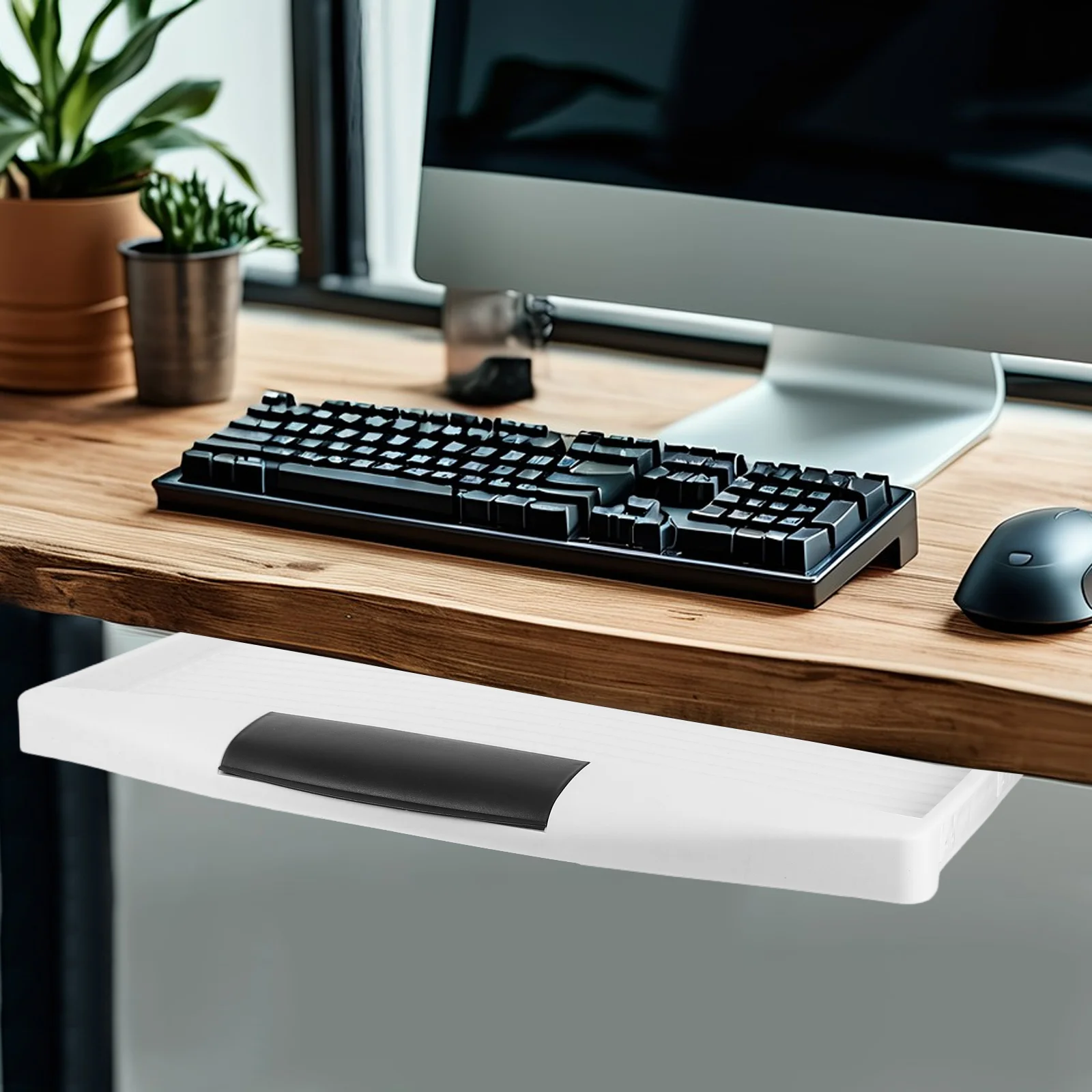 Keyboard Tray Set Ergonomic Computer Desk Accessories Sliding Shelf under Desk Extension Plastic Durable Material Stylish Design