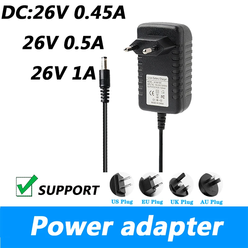 DC 26V 0.45A 0.5A 1A Vacuum Cleaner Power Cord  British standard 26V 500MA Fascial Gun Massage Grab Charger UK Plug AU Plug