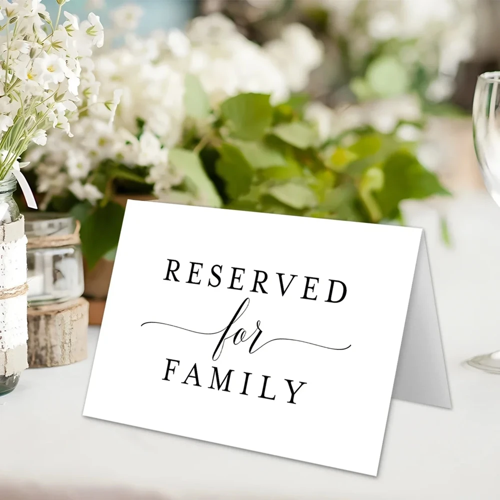 10 panneaux de table blancs « Table réservée » pour mariage ou célébration, cartes de placement pour table familiale pour réception de mariage