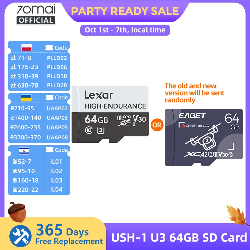 Karta Micro SD HIGH-ENDURANCE 32GB 64GB 128GB TF USH-3 do kamery samochodowej 70mai 4K A810 A800SE A800S A510 A500S M310 S500 EAGET