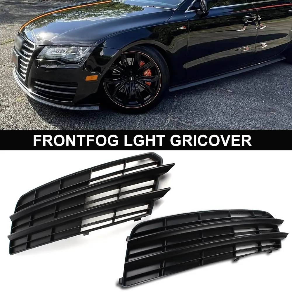 ل 2011 2012 2013 أودي A7 كواترو المصد الأمامي السفلي للضباب غطاء مصبغة خفيفة سائق الجانب الأيسر والراكب الجانب الأيمن لامع