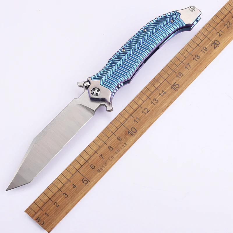 

New outdoor TC4 titanium alloy pocket fishing fruit folding knife M390 blade EDC camping survival tool knife