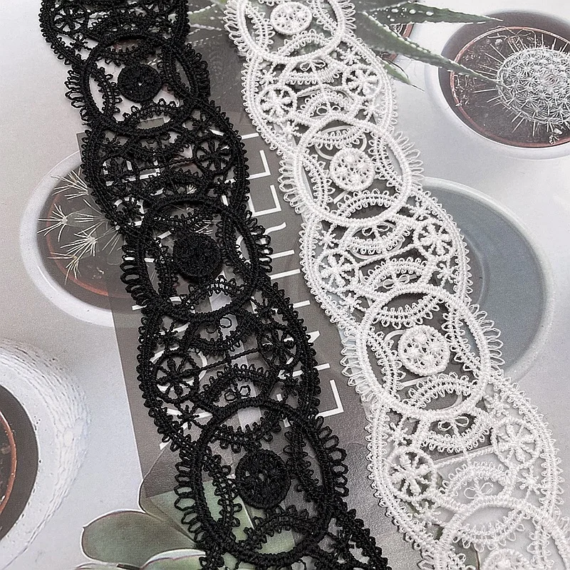 4.5CM Wide White Black Exquisite Polyester Hollow Out Embroidery Lace Ribbon Dress Clothes Curtains DIY Apparel Sewing Supplies