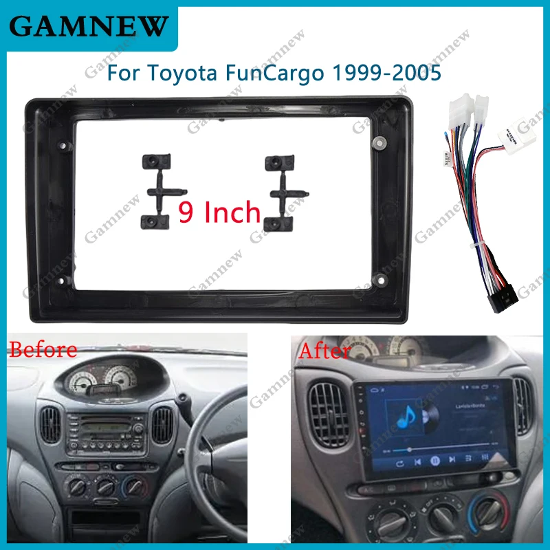 9 Inch Car Frame Fascia Adapter Android Radio Dash Fitting Panel Kit For Toyota FunCargo 1999-2005