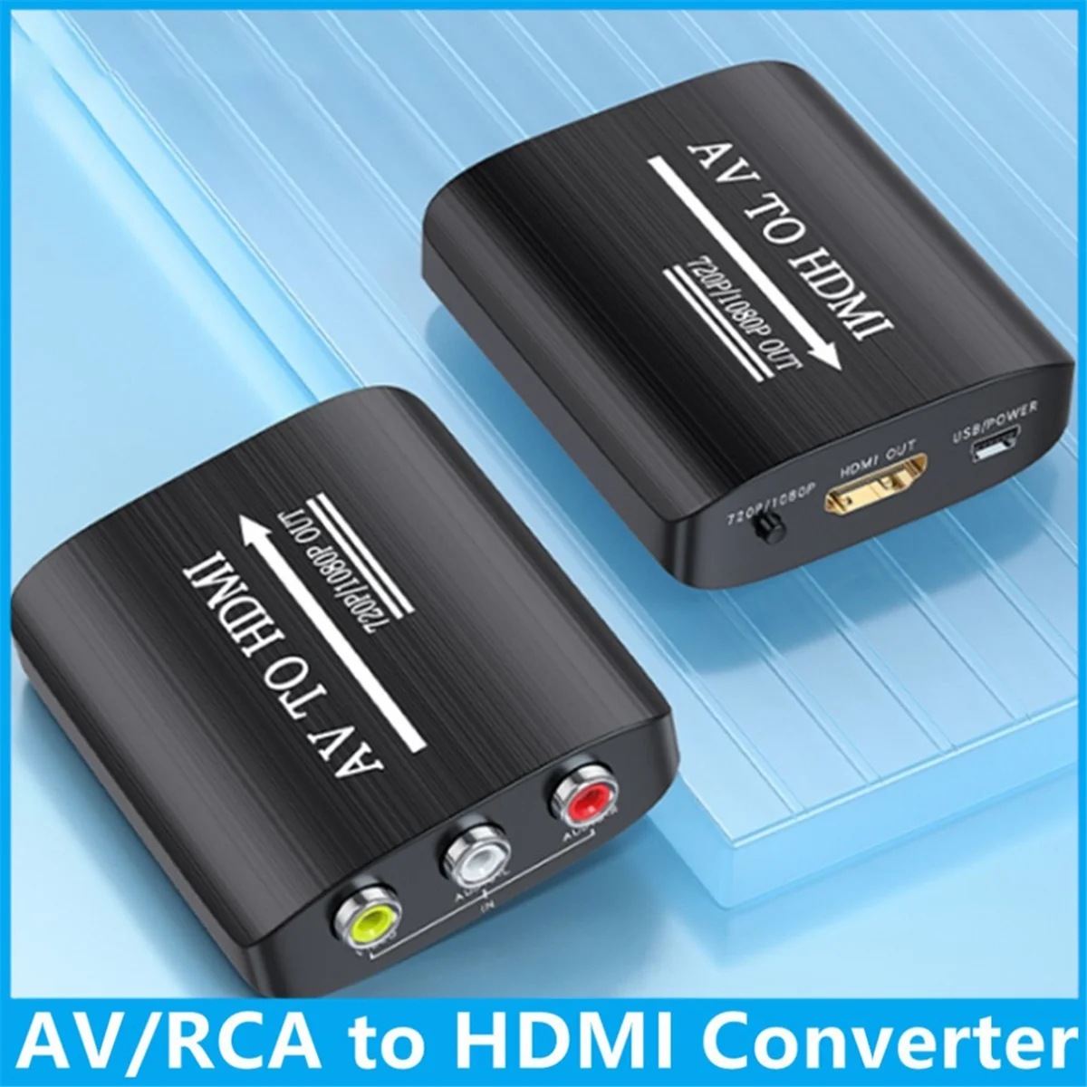 RCA to HDMI-Compatible Adapter AV to HDMI-Composite Converter for PS1/2/3 Xbox N64 WII VHS VCR Blue-Ray DVD STB Adapter