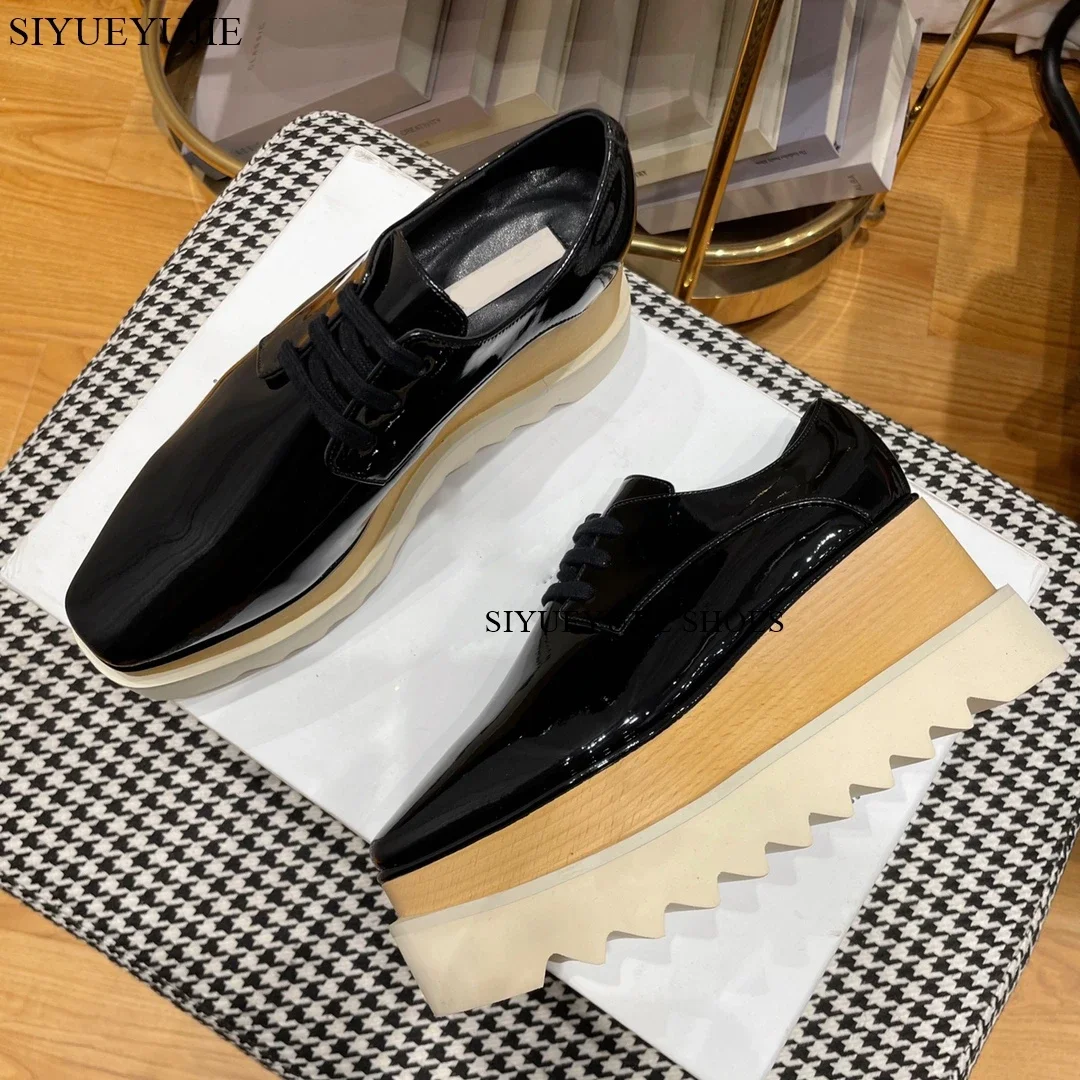 عالية الجودة الجلود نجوم الدانتيل يصل السيدات ستيلا أحذية مكتنزة حذاء بدون كعب النساء الارتفاع زيادة منصة مسطحة حذاء بكعب ويدج