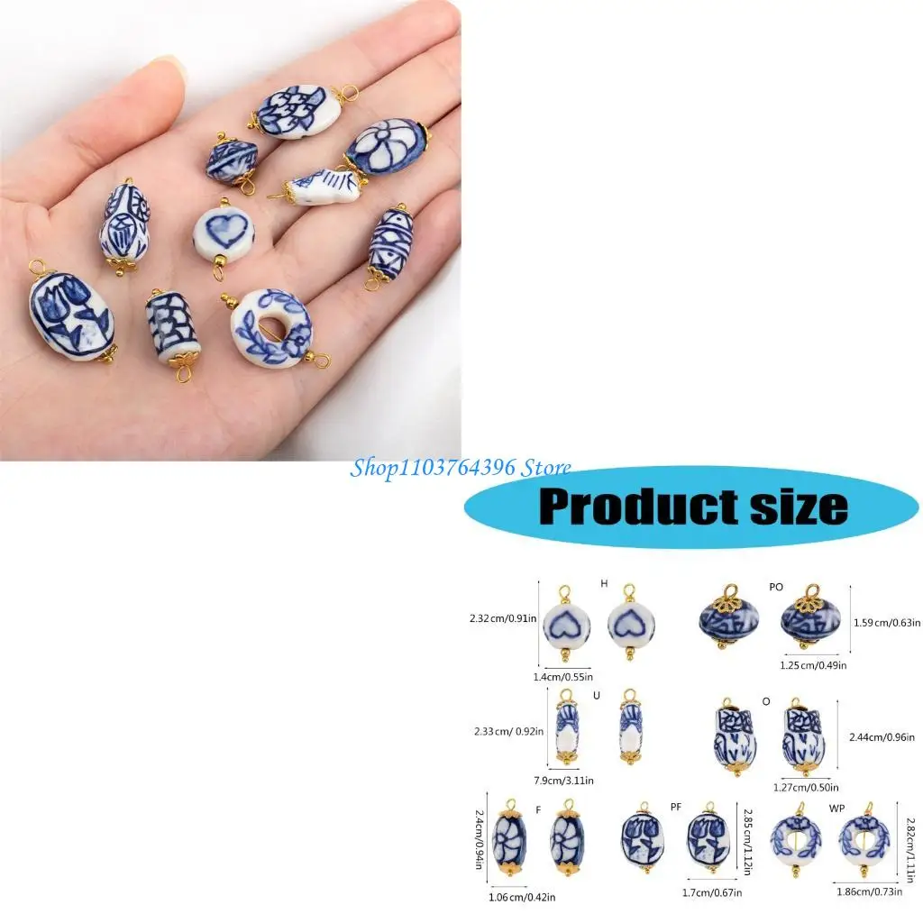 السيراميك الأزرق نمط القرط النتائج الملحقات المعدنية لإكسسوارات المجوهرات