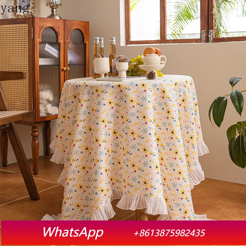 

Элитная романтическая скатерть LH для круглого стола в пасторальном стиле с цветочным узором, нежная, свежая, легкая, роскошная, кружевная.