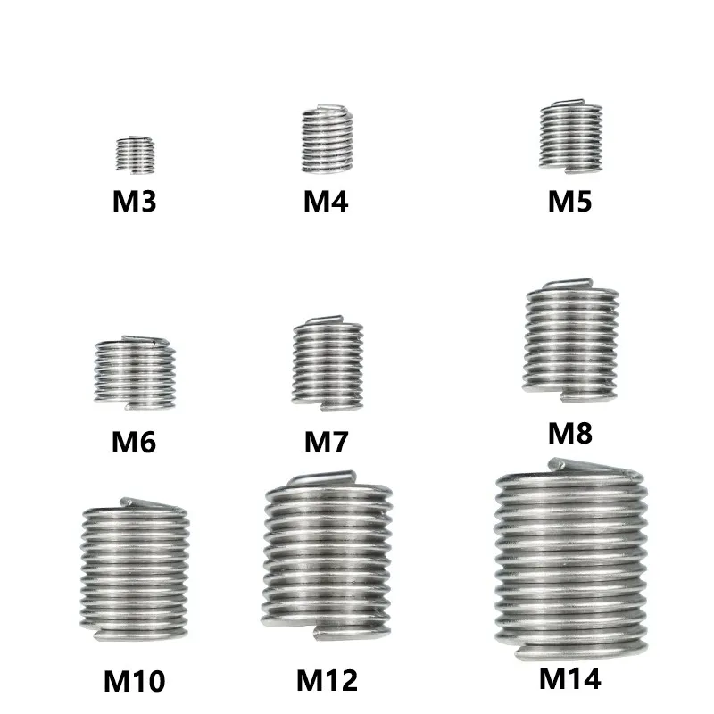 Screw Thread Inserts M3-M14 1.5D-2.0D For Restoring Damaged Threads Tool Stainless Steel Repair Tool Thread Repair Insert Kit