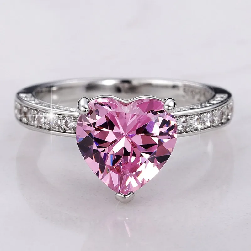 Huitan Elegante Herz Liebe Zirkonia Frauen Ringe für Hochzeit Verlobung Zubehör Party Luxus Trendy Heißer Schmuck Geschenke