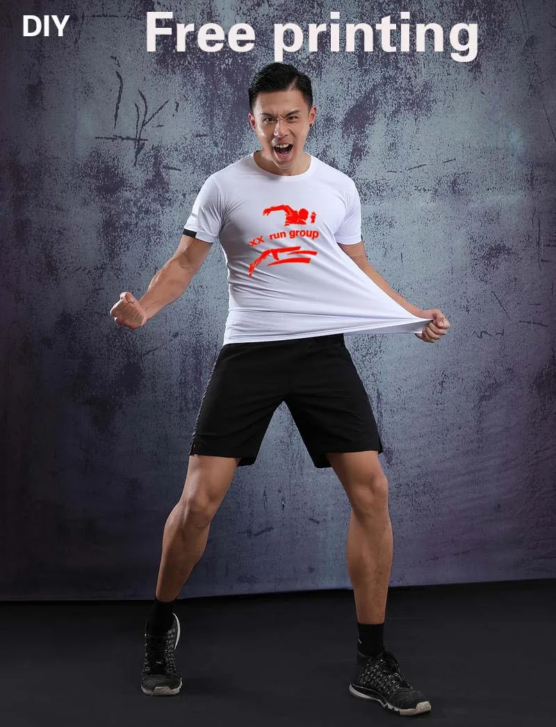 Quick Dry T-shirt Custom Logo Cultural Advertising Shirt Marathon Crewneck Short Sleeve Printing Custom Running Breathable Sport