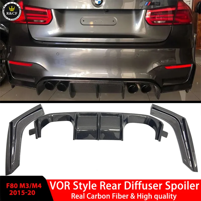 F80 M3 Rear Diffuser Carbon Fiber Rear Bumper Lip Diffuser Spoiler 3-PC Vor style For BMW F80 F82 F83 M3 M4 2015-19