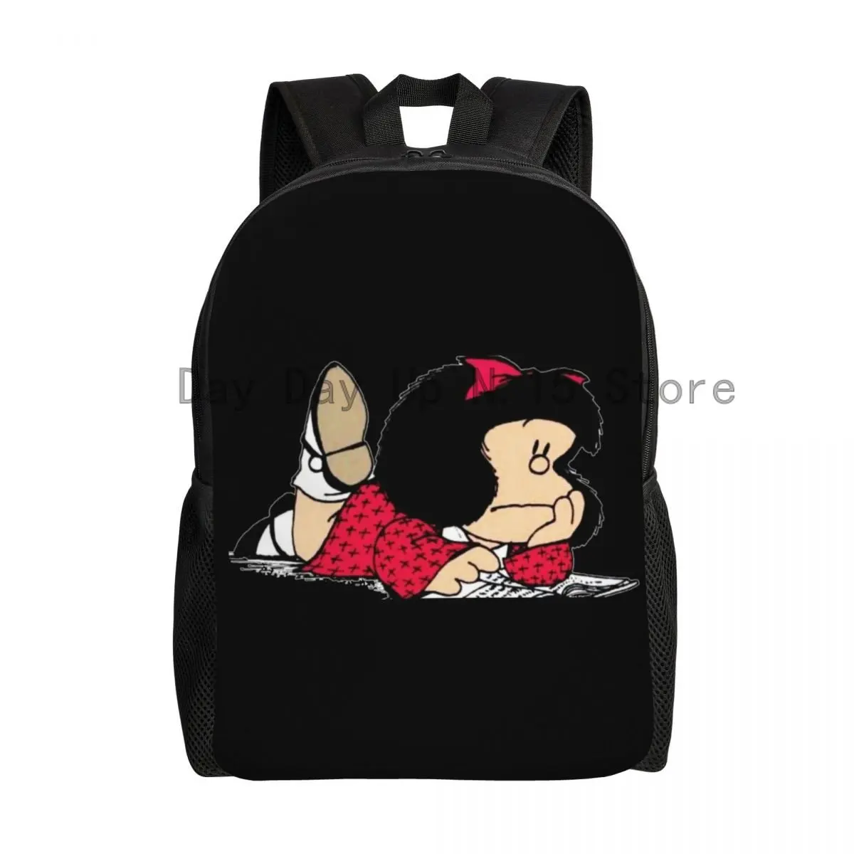 

Cute Mafalda Backpack for Men Women School College Students Bookbag Fits 15 Inch Laptop Argentine Cartoon Quino Bags