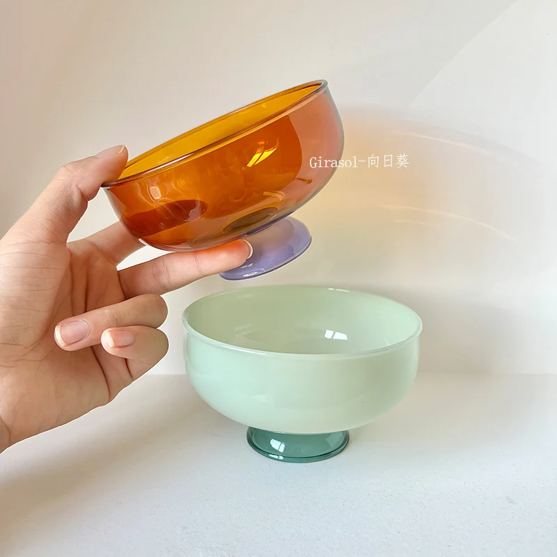 

Стеклянная Чаша Icecream, набор ложек, чаша для десерта, салата, йогурта, посуда, чаша для супа, термостойкая стеклянная посуда для микроволновой печи, посуда