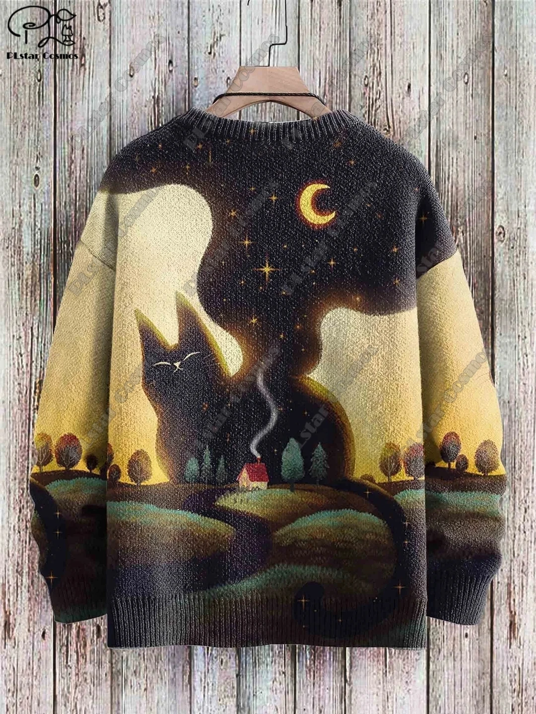 Cosmos PLstar-Padrão Gato camisola feia, 3D Impresso, Série Animal, Camisola de rua Casual, Inverno, Novo, M-2