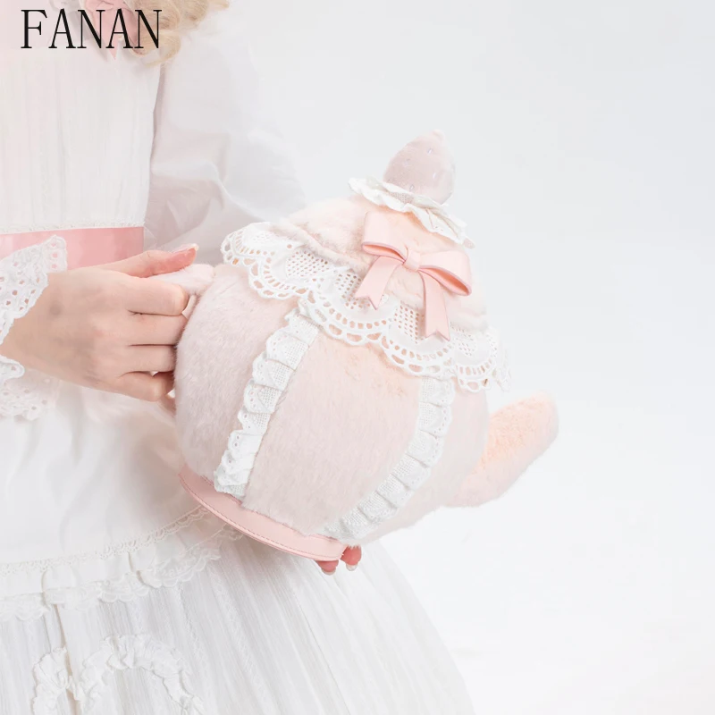 

Top-Handle Bag Market Original Plush Teapot Lolita Bags Sweet and Cute Fashion Women's Handbags 2025 New Kawii Handbag