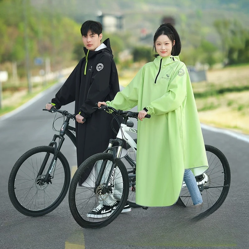 PVC Wasserdichter Fahrrad-Regenponcho für Damen und Herren, Wiederverwendbarer Regenmantel mit Kapuze für Fahrrad und Motorrad