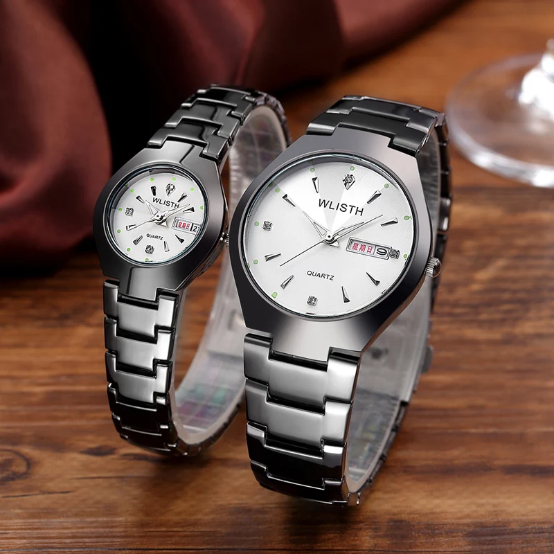 Frau Uhr Luxus Mode Business Casual Damen Quarzuhren für Frau Mann Paar Uhren Stahlband Wasserdichte Armbanduhr
