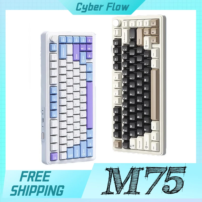 

Xinmeng M75 Gaming Mechanical Keyboards Customized Wireless Tri-Mode Alloy Knob Hot Swap Rgb Pbt Axis Keyboard For Gamer Gifts